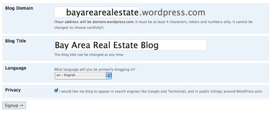 Wordpress blog signup3